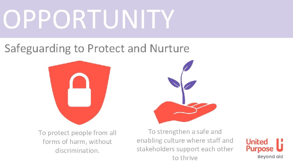 OPPORTUNITY Safeguarding to Protect and Nurture To protect people from all forms of harm,