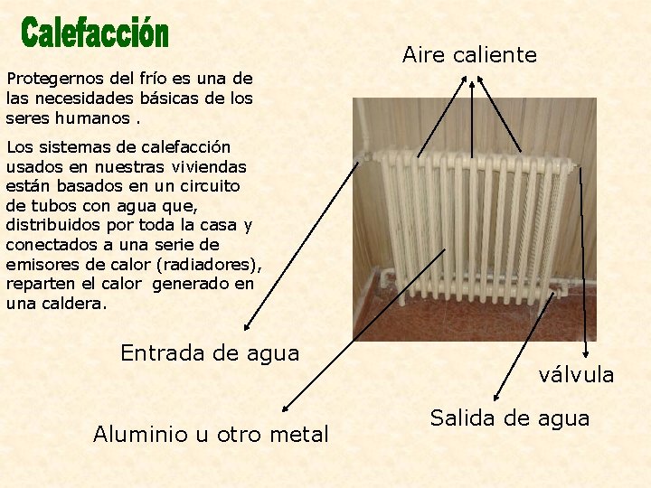 Aire caliente Protegernos del frío es una de las necesidades básicas de los seres