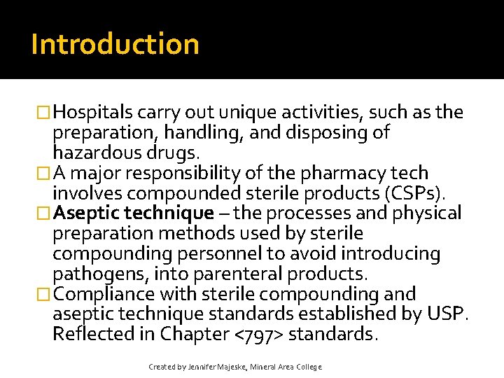 Introduction �Hospitals carry out unique activities, such as the preparation, handling, and disposing of Introduction �Hospitals carry out unique activities, such as the preparation, handling, and disposing of