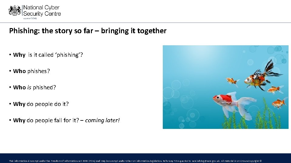 Phishing: the story so far – bringing it together • Why is it called