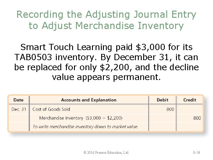 Recording the Adjusting Journal Entry to Adjust Merchandise Inventory Smart Touch Learning paid $3,