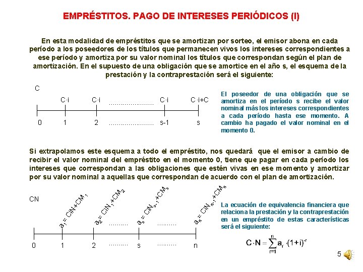 EMPRÉSTITOS. PAGO DE INTERESES PERIÓDICOS (I) En esta modalidad de empréstitos que se amortizan