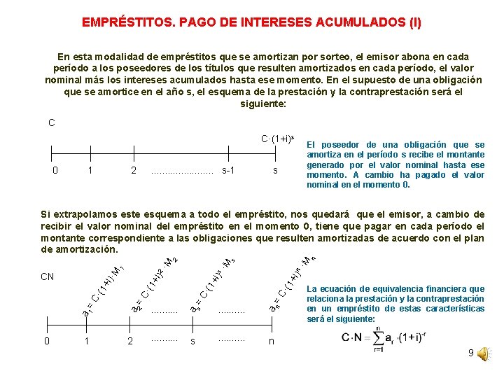 EMPRÉSTITOS. PAGO DE INTERESES ACUMULADOS (I) En esta modalidad de empréstitos que se amortizan