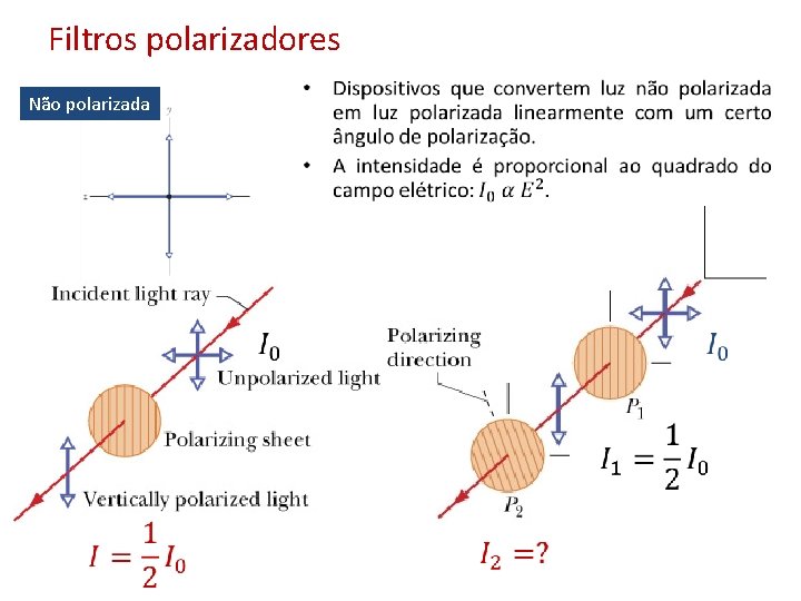 Filtros polarizadores • Não polarizada 