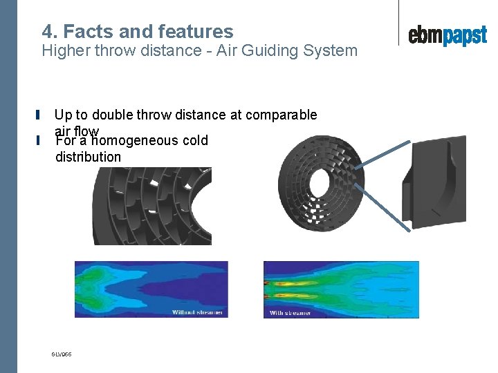 4. Facts and features Higher throw distance - Air Guiding System Up to double