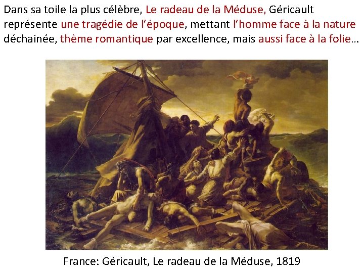 Dans sa toile la plus célèbre, Le radeau de la Méduse, Géricault représente une Dans sa toile la plus célèbre, Le radeau de la Méduse, Géricault représente une
