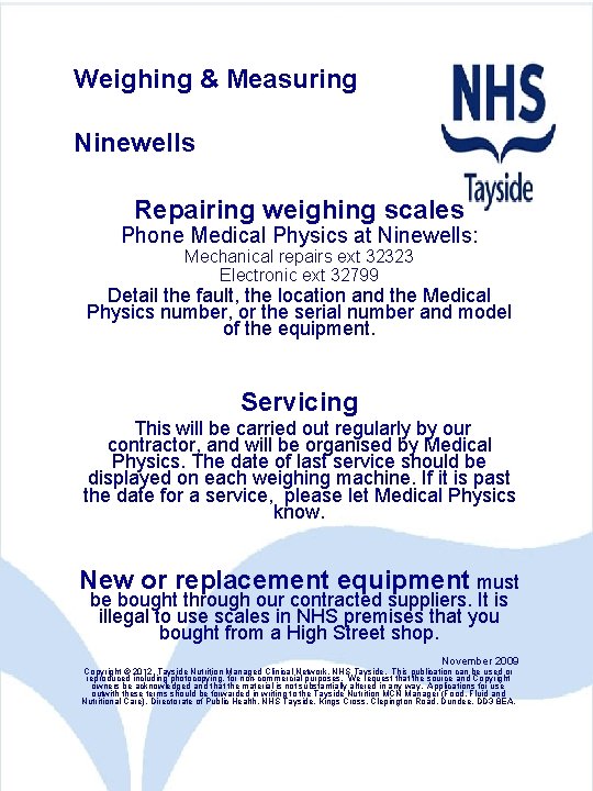 Weighing Measuring Ninewells Repairing weighing scales Phone Medical