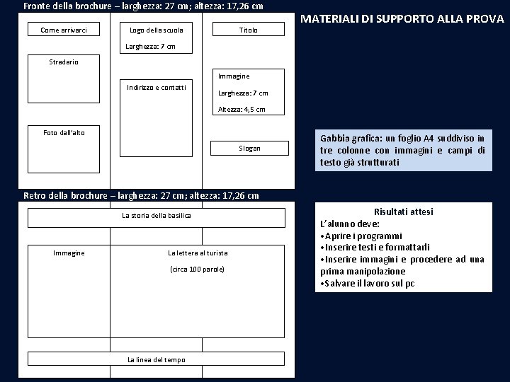 Fronte della brochure – larghezza: 27 cm; altezza: 17, 26 cm Come arrivarci Logo