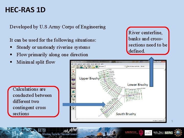 HEC-RAS 1 D Developed by U. S Army Corps of Engineering It can be