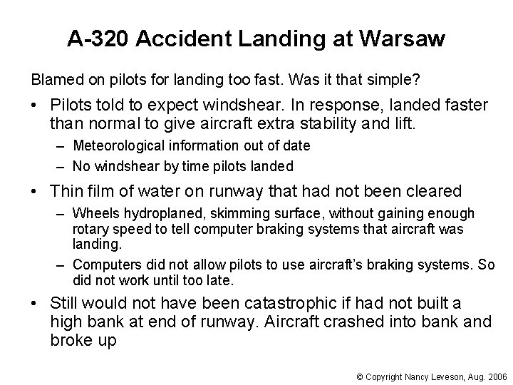 A-320 Accident Landing at Warsaw Blamed on pilots for landing too fast. Was it