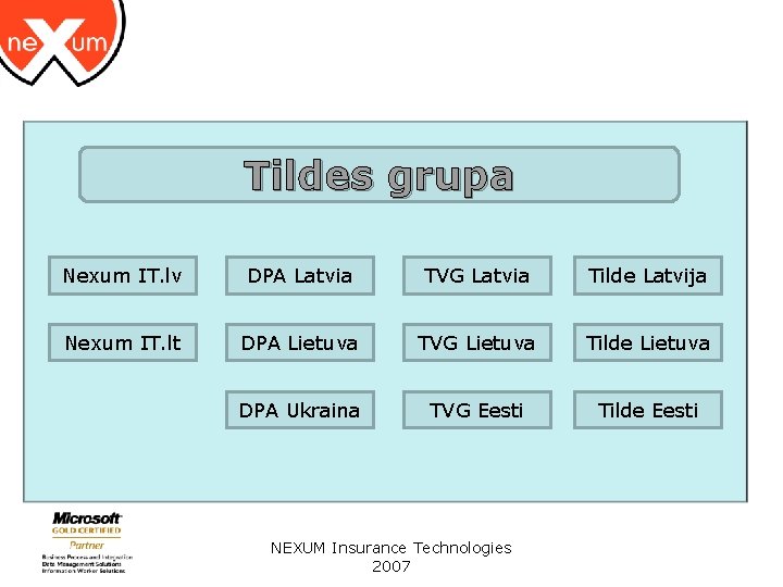 Tildes grupa Nexum IT. lv DPA Latvia TVG Latvia Tilde Latvija Nexum IT. lt