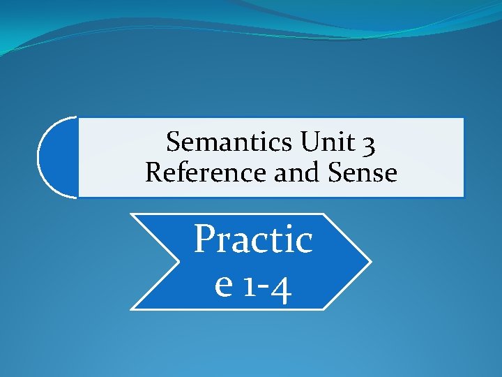 Semantics Unit 3 Reference and Sense Practic e 1 -4 