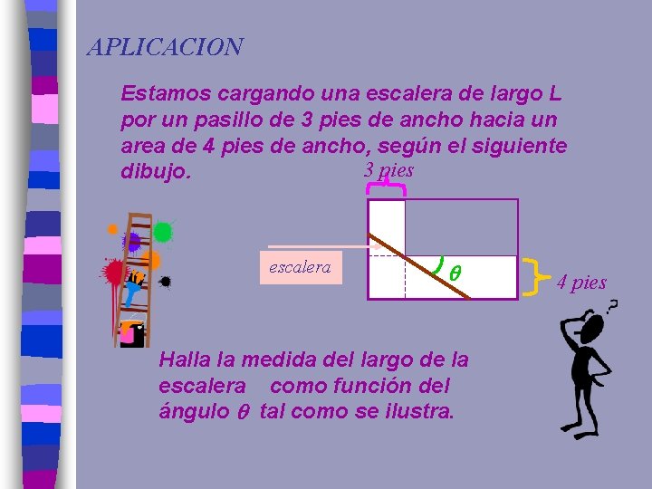 APLICACION Estamos cargando una escalera de largo L por un pasillo de 3 pies