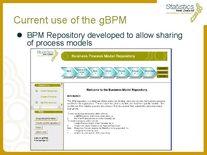 Current use of the g. BPM l BPM Repository developed to allow sharing of Current use of the g. BPM l BPM Repository developed to allow sharing of