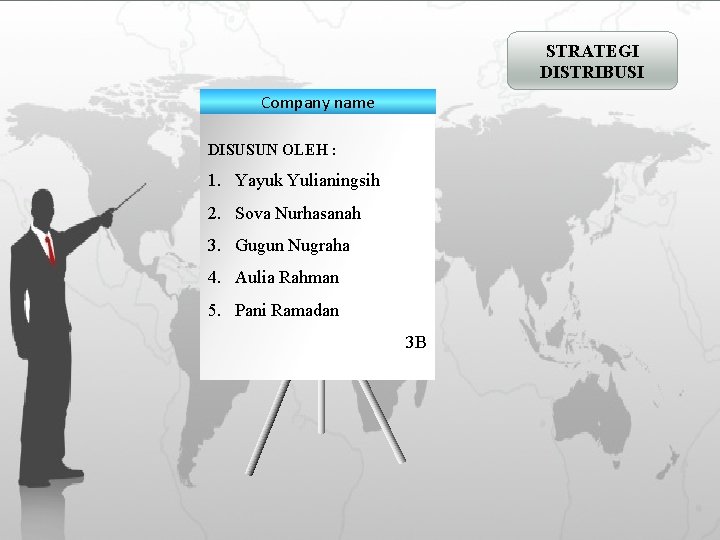 STRATEGI DISTRIBUSI Company name DISUSUN OLEH : 1. Yayuk Yulianingsih 2. Sova Nurhasanah 3.