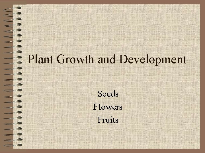 Plant Growth and Development Seeds Flowers Fruits 