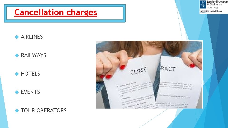 Cancellation charges AIRLINES RAILWAYS HOTELS EVENTS TOUR OPERATORS 