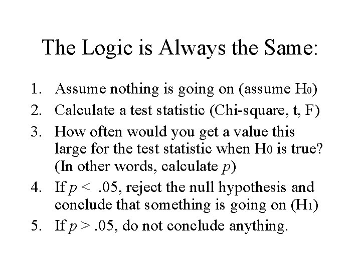 The Logic is Always the Same: 1. Assume nothing is going on (assume H