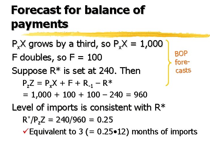 Forecast for balance of payments Px. X grows by a third, so Px. X