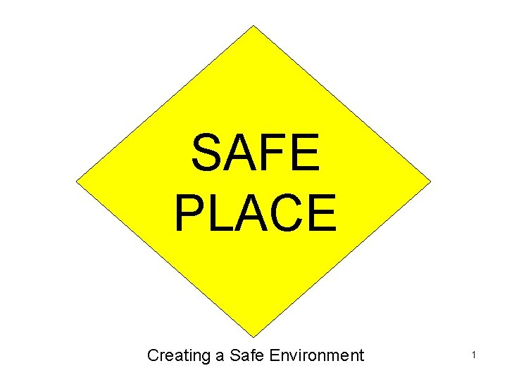 SAFE PLACE Creating a Safe Environment 1 