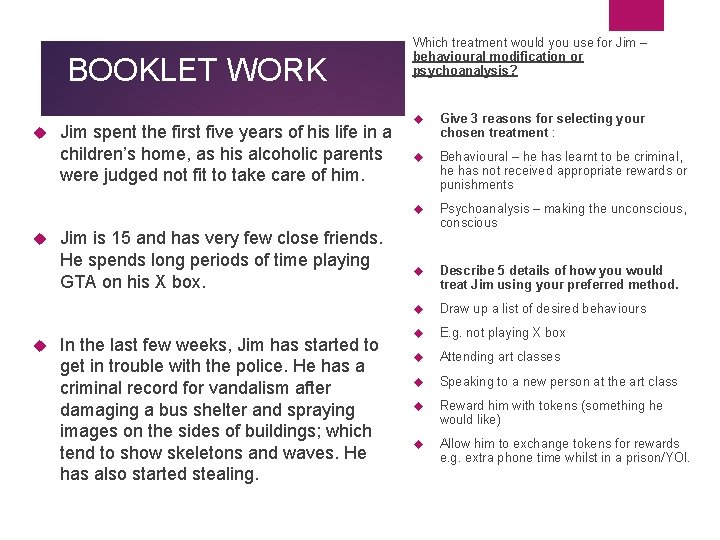 BOOKLET WORK Jim spent the first five years of his life in a children’s BOOKLET WORK Jim spent the first five years of his life in a children’s