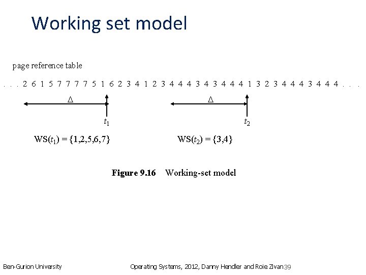 Working set model page reference table. . . 2 6 1 5 7 7