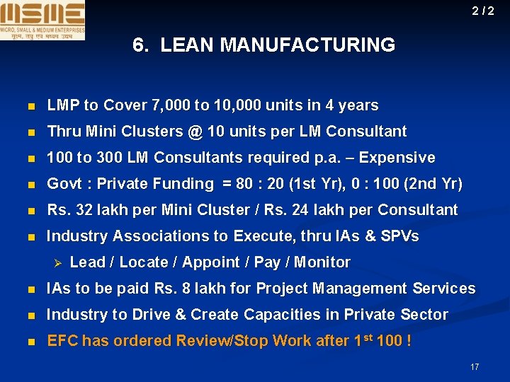 2/2 6. LEAN MANUFACTURING n LMP to Cover 7, 000 to 10, 000 units