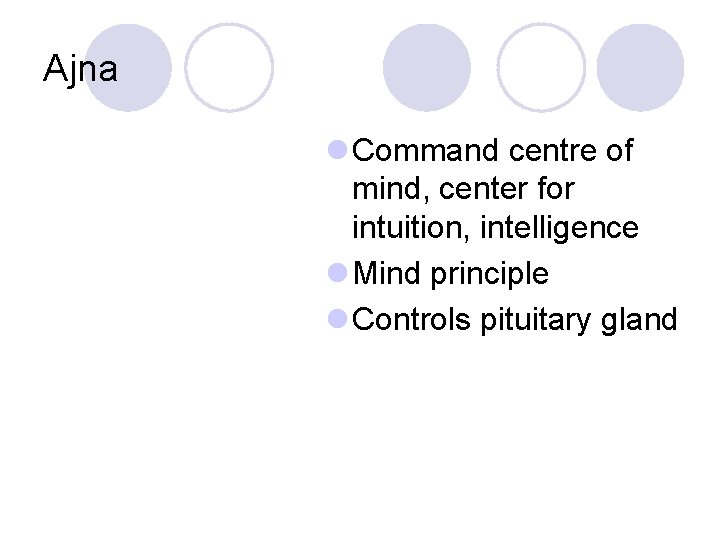 Ajna l Command centre of mind, center for intuition, intelligence l Mind principle l