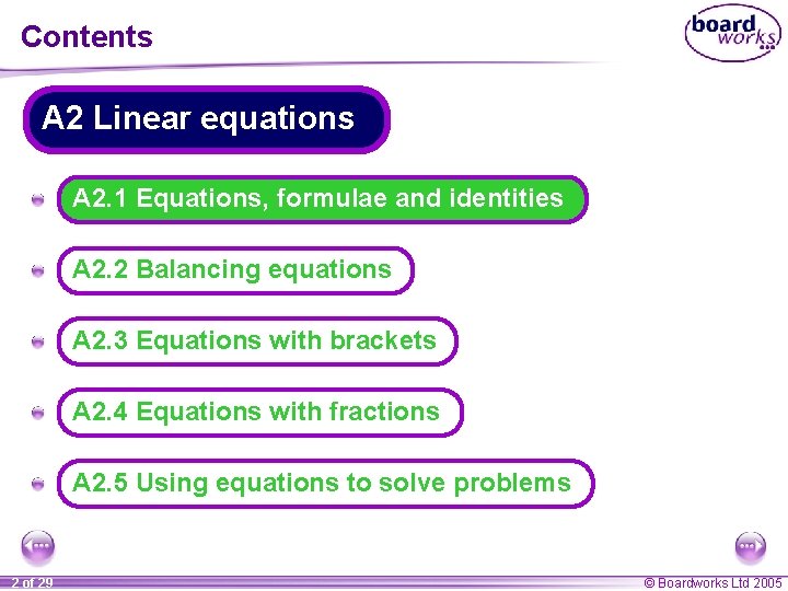 Contents A 2 Linear equations A A 2. 1 Equations, formulae and identities A