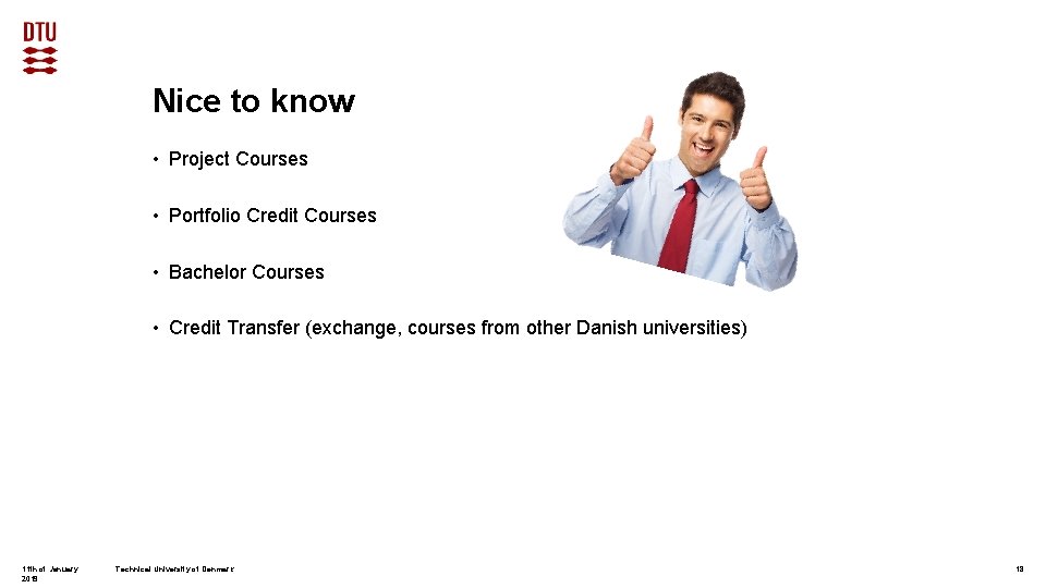 Nice to know • Project Courses • Portfolio Credit Courses • Bachelor Courses •