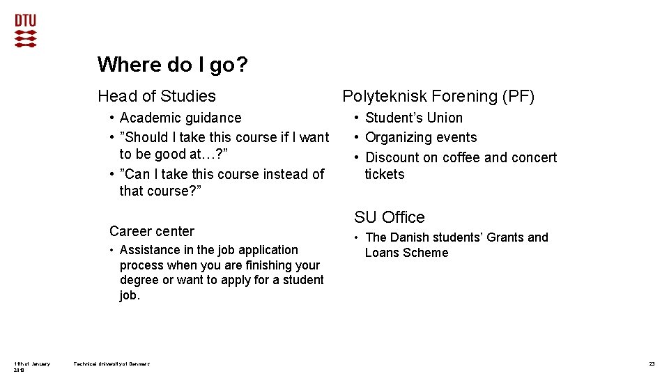 Where do I go? Head of Studies • Academic guidance • ”Should I take