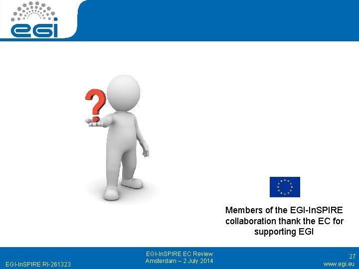 Members of the EGI-In. SPIRE collaboration thank the EC for supporting EGI-In. SPIRE RI-261323