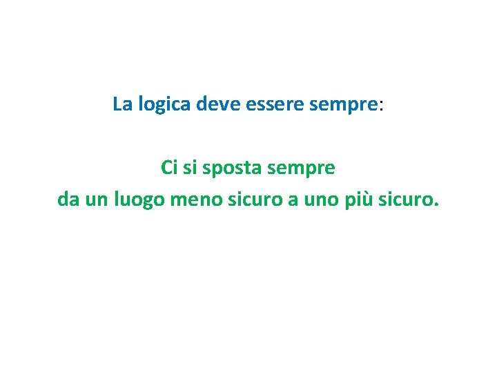 La logica deve essere sempre: Ci si sposta sempre da un luogo meno sicuro
