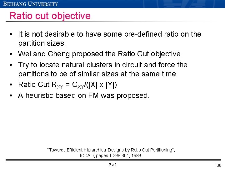 Ratio cut objective • It is not desirable to have some pre-defined ratio on