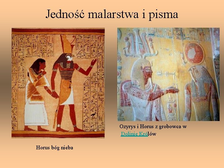 Jedność malarstwa i pisma Ozyrys i Horus z grobowca w Dolinie Królów Horus bóg