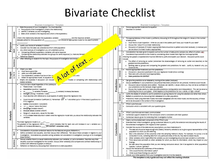 Bivariate Checklist f o t o A l … t x te 