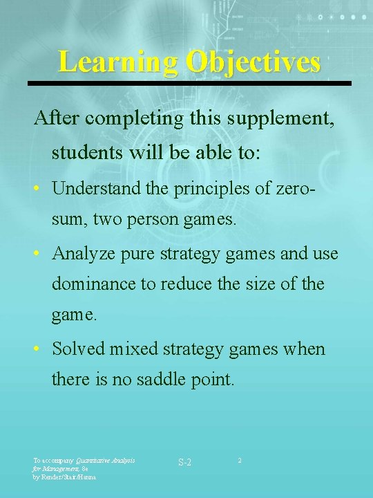 Learning Objectives After completing this supplement, students will be able to: • Understand the Learning Objectives After completing this supplement, students will be able to: • Understand the