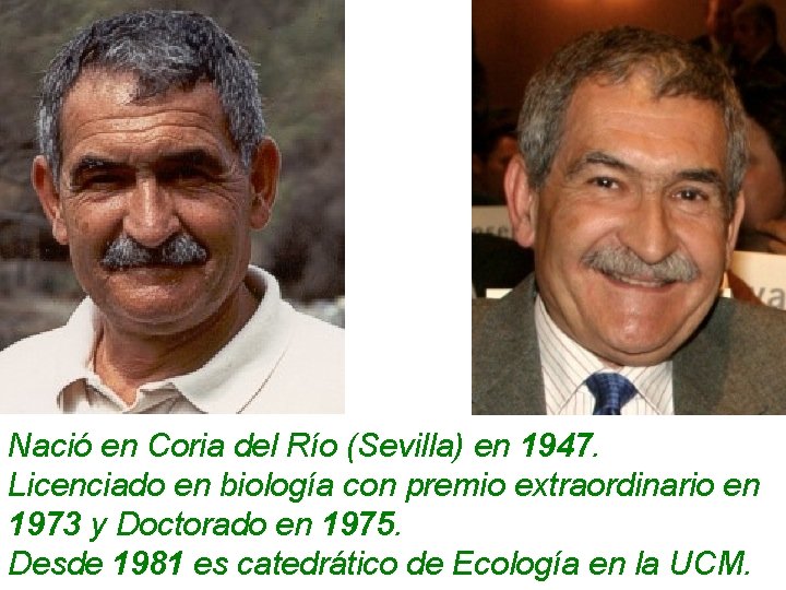 Nació en Coria del Río (Sevilla) en 1947. Licenciado en biología con premio extraordinario