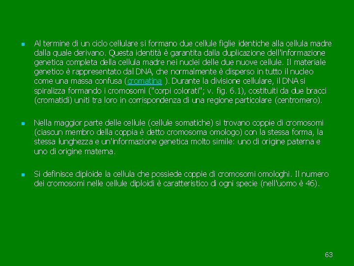 n n n Al termine di un ciclo cellulare si formano due cellule figlie
