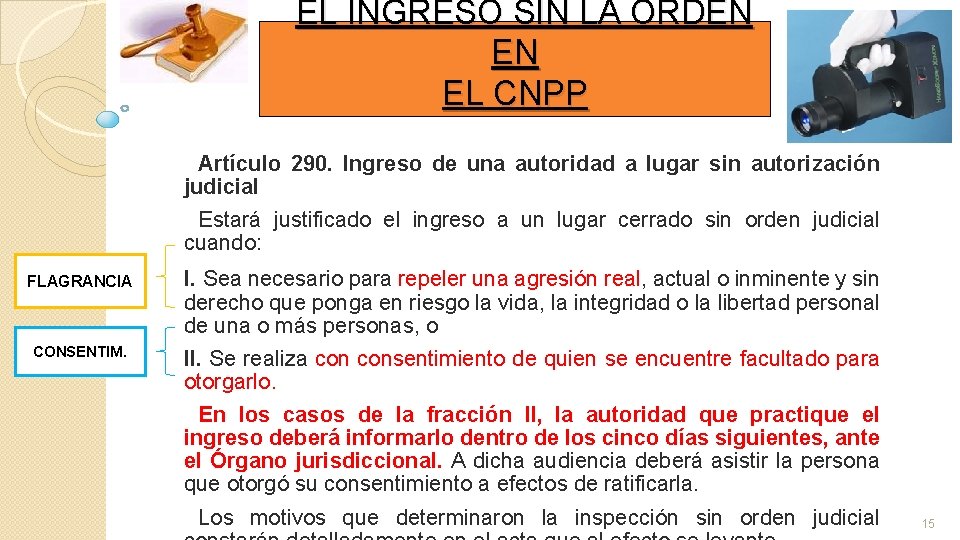 EL INGRESO SIN LA ORDEN EN EL CNPP Artículo 290. Ingreso de una EL INGRESO SIN LA ORDEN EN EL CNPP Artículo 290. Ingreso de una