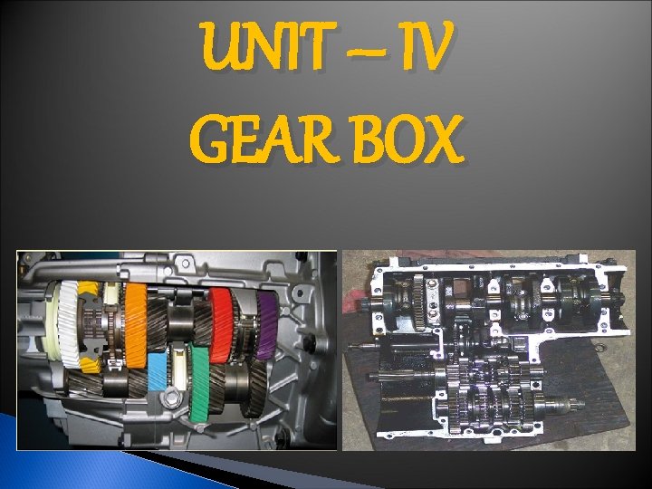 UNIT – IV GEAR BOX 