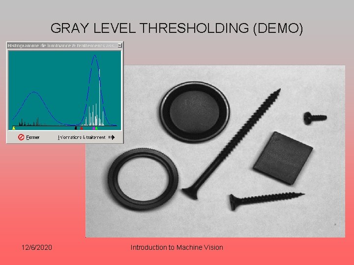 GRAY LEVEL THRESHOLDING (DEMO) 12/6/2020 Introduction to Machine Vision 