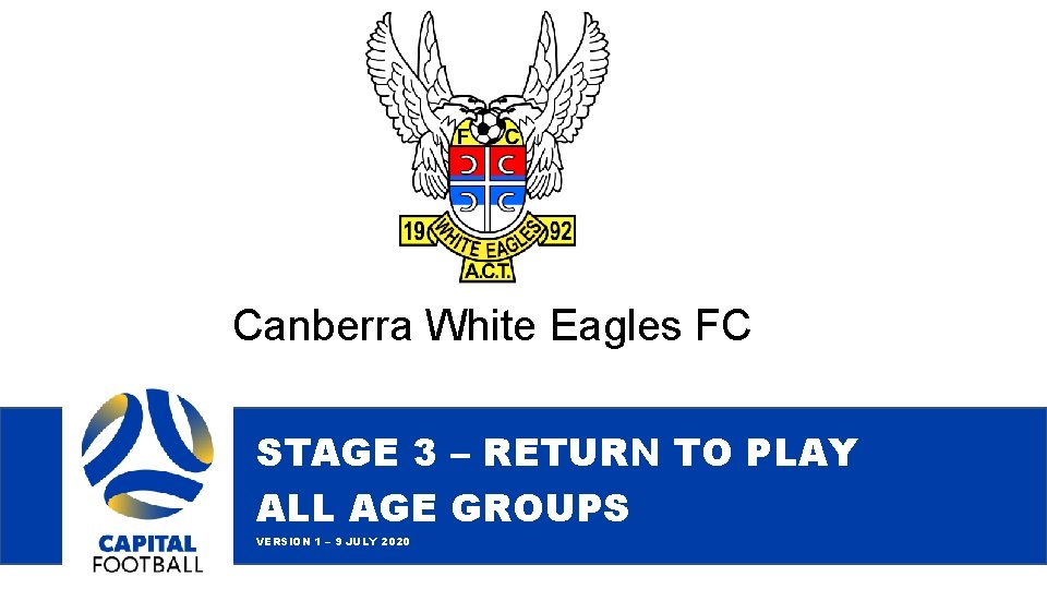 Canberra White Eagles FC STAGE 3 – RETURN TO PLAY ALL AGE GROUPS VERSION