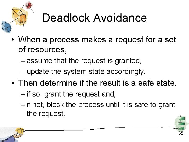 Deadlock Avoidance • When a process makes a request for a set of resources, Deadlock Avoidance • When a process makes a request for a set of resources,