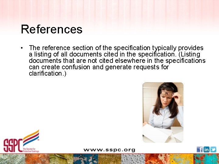 References • The reference section of the specification typically provides a listing of all