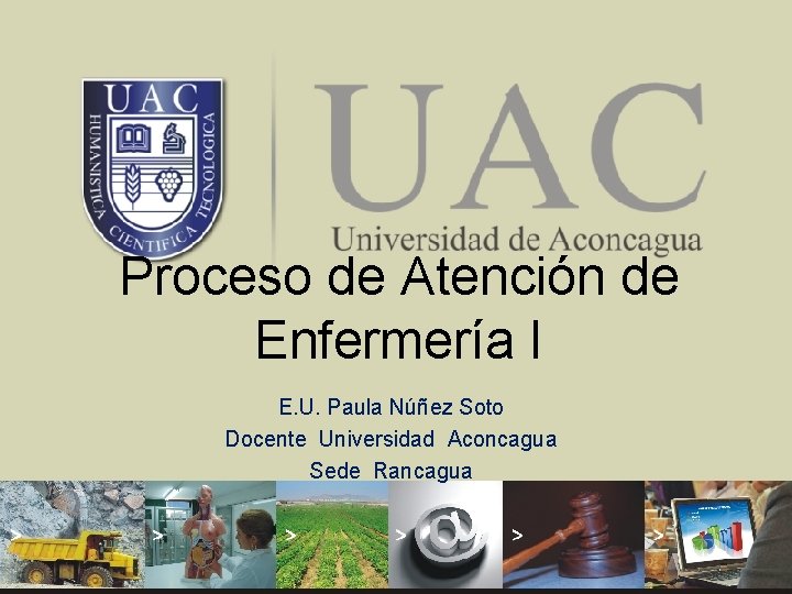 Proceso de Atención de Enfermería I E. U. Paula Núñez Soto Docente Universidad Aconcagua