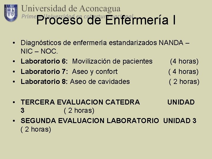 Proceso de Enfermería I • Diagnósticos de enfermería estandarizados NANDA – NIC – NOC.