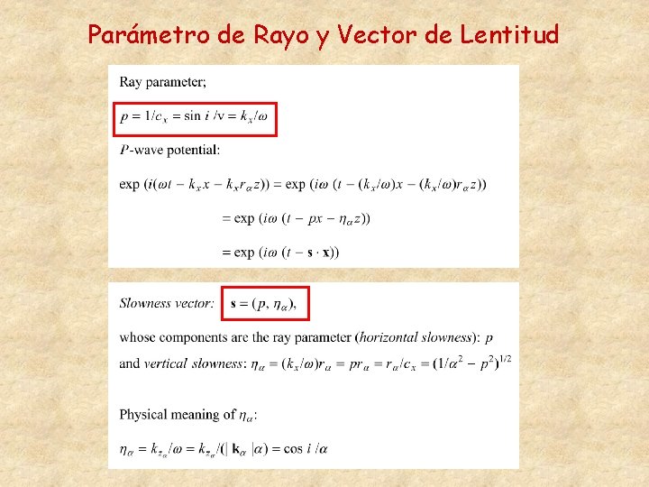 Parámetro de Rayo y Vector de Lentitud 