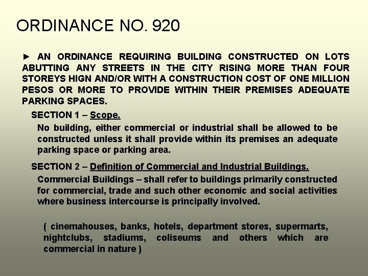 ORDINANCE NO. 920 ► AN ORDINANCE REQUIRING BUILDING CONSTRUCTED ON LOTS ABUTTING ANY STREETS ORDINANCE NO. 920 ► AN ORDINANCE REQUIRING BUILDING CONSTRUCTED ON LOTS ABUTTING ANY STREETS