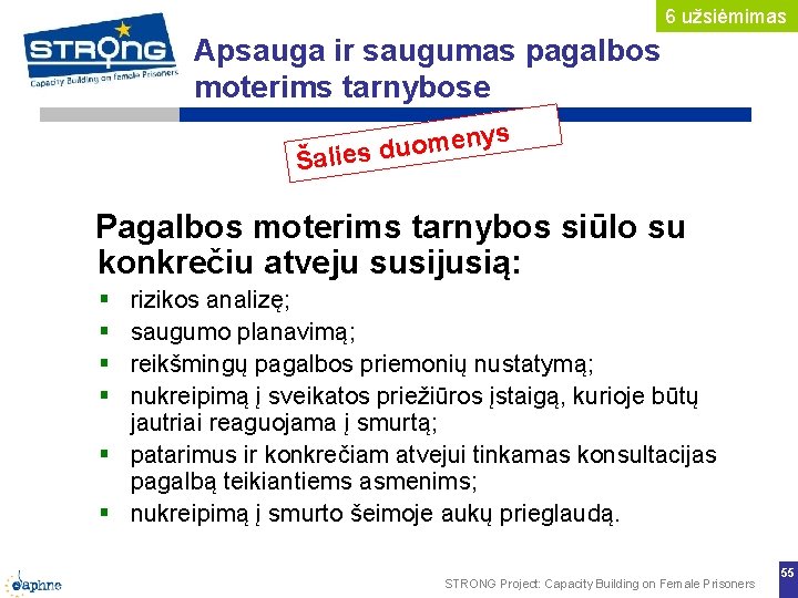 6 užsiėmimas Apsauga ir saugumas pagalbos moterims tarnybose ys en m o u d